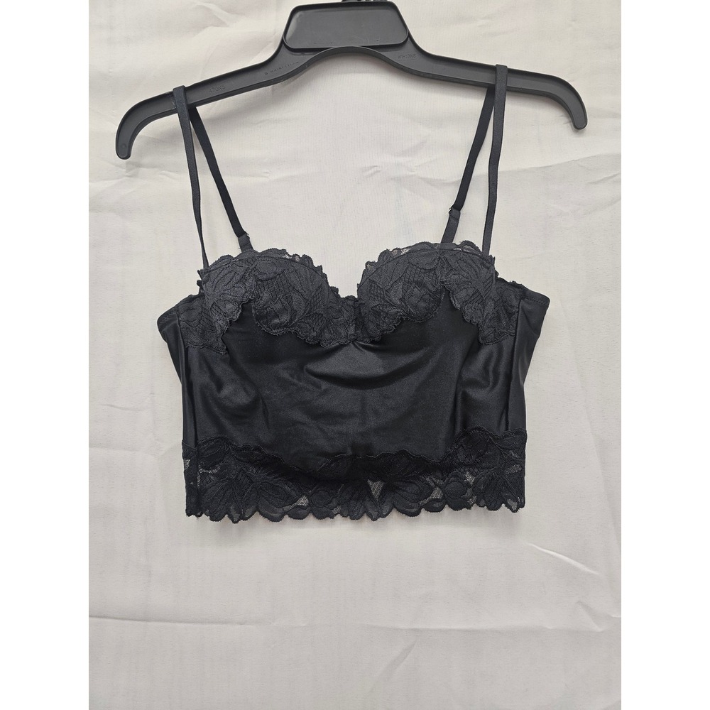 Target‎ Black Lace Bustier Crop Top Adjustable Straps Size S 023102793